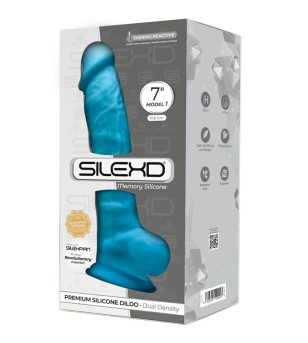 SILEXD - MODÈLE 1 PÉNIS RÉALISTE PREMIUM SILEXPAN SILICONE BLEU 17.5 CM