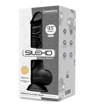 SILEXD - MODÈLE 1 PÉNIS RÉALISTE PREMIUM SILEXPAN SILICONE NOIR 24 CM