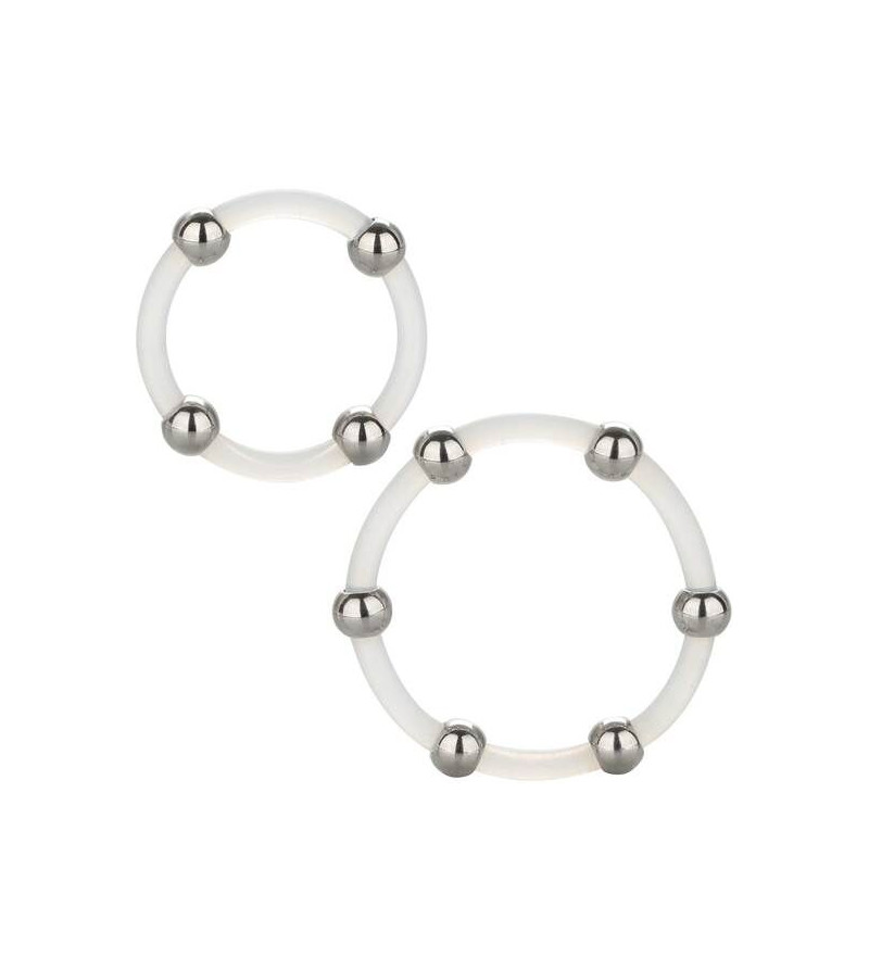 CALEXOTICS - ENSEMBLE DE BAGUES EN SILICONE PERLÉES EN ACIER