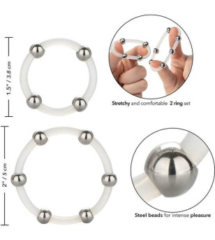 CALEXOTICS - ENSEMBLE DE BAGUES EN SILICONE PERLÉES EN ACIER