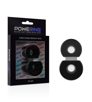 POWERING - ANNEAU PÉNIS DOUBLE SUPER FLEXIBLE ET RÉSISTANT PR09 NOIR