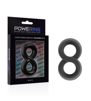 POWERING - ANNEAU PÉNIS ET TESTICULES SUPER FLEXIBLE ET RÉSISTANT PR12 NOIR