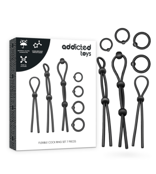 ADDICTED TOYS - ENSEMBLE DANNEAU PÉNIAL FLEXIBLE EN SILICONE 7 PIÈCES