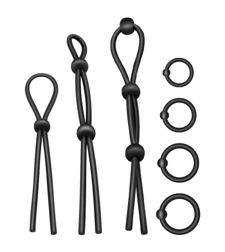 ADDICTED TOYS - ENSEMBLE DANNEAU PÉNIAL FLEXIBLE EN SILICONE 7 PIÈCES