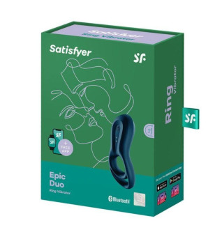 SATISFYER - APPLICATION EPIC DUO RING VIBRATOR BLEU