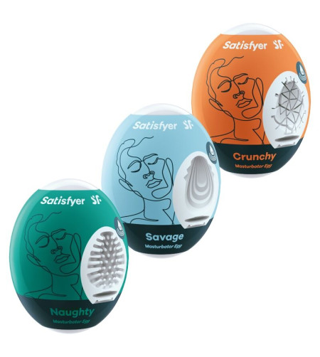SATISFYER - 3 OEUFS MASTURBATEURS NAUGHTY, SAVAGE  CRUNCHY