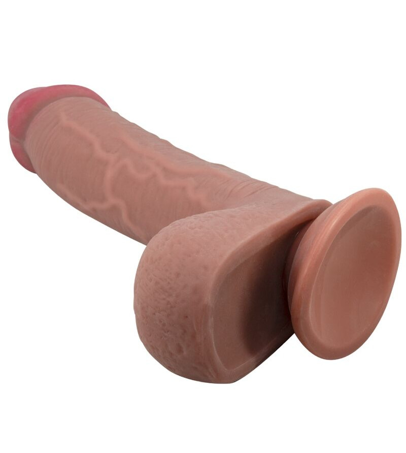 PRETTY LOVE - SÉRIE SLIDING SKIN GODE RÉALISTE AVEC VENTOUSE SLIDING SKIN MARRON 23,4 CM