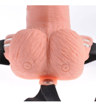 FETISH FANTASY SERIES - HARNAIS RÉGLABLE TÉLÉCOMMANDE PÉNIS RÉALISTE AVEC TESTICULES RECHARGEABLES ET VIBRATEUR 15 CM