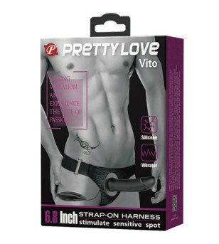 PRETTY LOVE - VITO STRAP ON AVEC GODE CREUX ET VIBRATION 17.3 CM