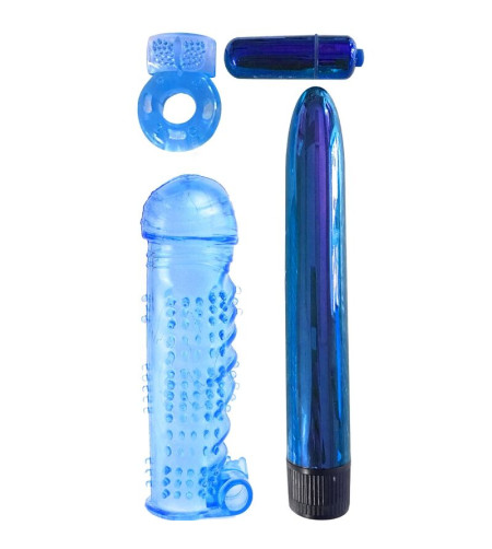 CLASSIX - KIT POUR COUPLES AVEC ANNEAU, GAINE ET BALLES BLEUES