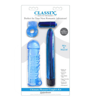 CLASSIX - KIT POUR COUPLES AVEC ANNEAU, GAINE ET BALLES BLEUES