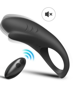 ARMONY - ANNEAU VIBRATEUR SHARK POUR COUPLES TÉLÉCOMMANDE NOIR