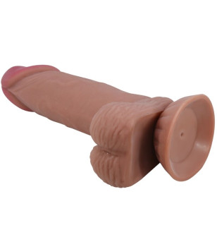 PRETTY LOVE - SÉRIE SLIDING SKIN GODE RÉALISTE AVEC VENTOUSE COULISSANTE PEAU BRUN 19,4 CM