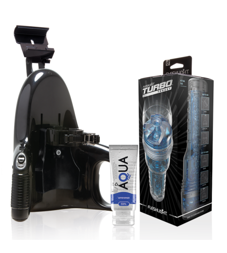 FLESHLIGHT - TURBO THRUST BLUE ICE + LANCEMENT UNIVERSEL + LUBRIFIANT QUALITÉ AQUA 50 ML