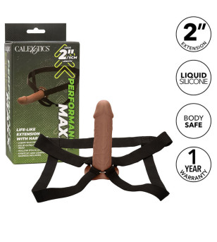 CALEXOTICS - EXTENSION PERFORMANCE MAXX RÉALISTE AVEC HARNAIS PEAU MARRON