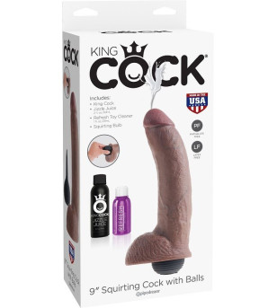 KING COCK - PÉNIS EJACULATEUR RÉALISTE MARRON 22.86 CM