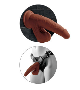 KING COCK - BALLES GODE 3D PLUS 24.5 CM MARRON