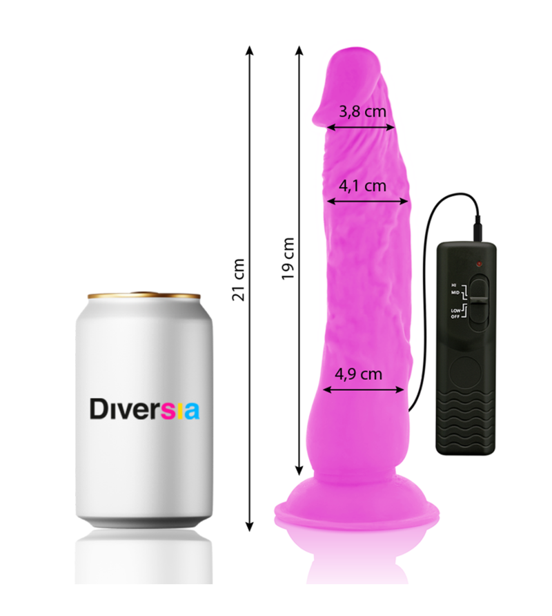 DIVERSIA - DILDO VIBRANT FLEXIBLE VIOLET 21 CM -O- 4.9 CM