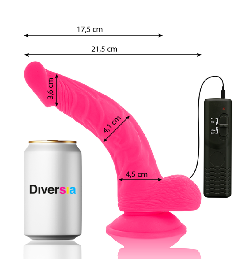 DIVERSIA - DILDO VIBRANT FLEXIBLE ROSE 21.5 CM -O- 4.5 CM