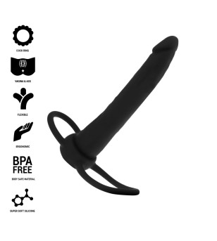 MYTHOLOGY - GODE ANAL COBI ONYX AVEC ANNEAU DE BITE ET TESTICULE 13 CM EN SILICONE