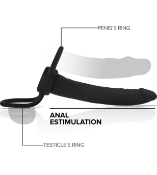 MYTHOLOGY - GODE ANAL COBI ONYX AVEC ANNEAU DE BITE ET TESTICULE 13 CM EN SILICONE