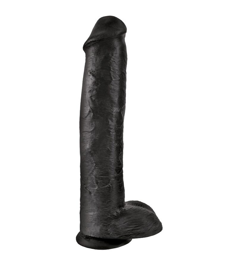 KING COCK - PÉNIS RÉALISTE AVEC BOULES 34.2 CM NOIR