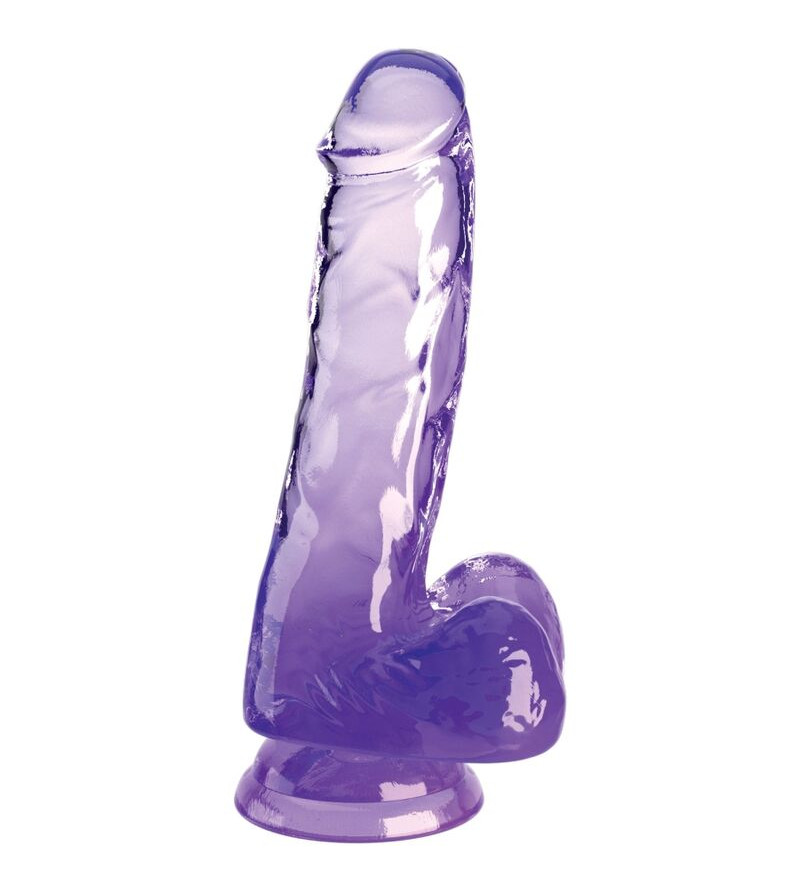 KING COCK - CLEAR PÉNIS RÉALISTE AVEC BOULES 13.5 CM VIOLET