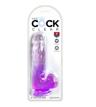 KING COCK - CLEAR PÉNIS RÉALISTE AVEC BOULES 13.5 CM VIOLET