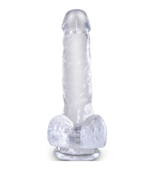 KING COCK - CLEAR PÉNIS RÉALISTE AVEC BOULES 13.5 CM TRANSPARENT