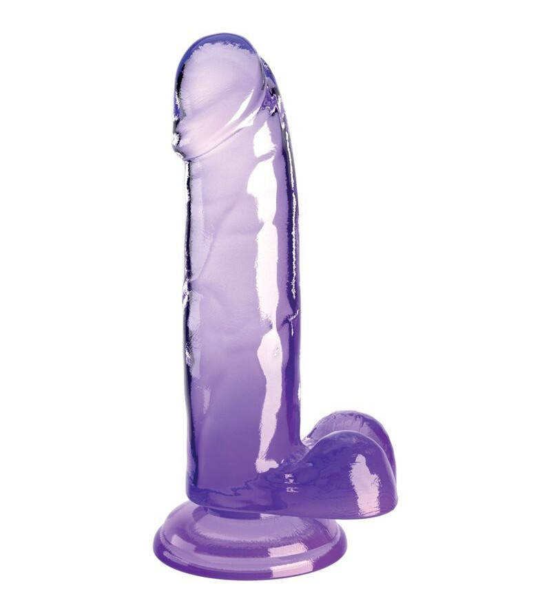 KING COCK - CLEAR PÉNIS RÉALISTE AVEC BOULES 15.2 CM VIOLET