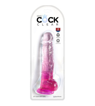 KING COCK - CLEAR PÉNIS RÉALISTE AVEC BOULES 16.5 CM ROSE