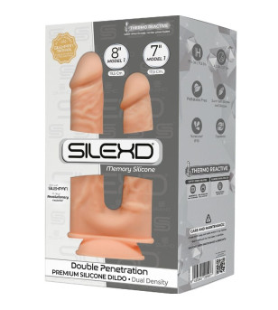 SILEXD - MODÈLE 1 PÉNIS RÉALISTE DOBLE PENETRACION PREMIUM SILEXPAN SILICONE 17.5 / 19.5 CM