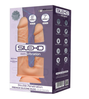 SILEXD - MODÈLE 1 VIBRATEUR PÉNIS RÉALISTE DOUBLE PÉNÉTRATION PREMIUM SILEXPAN SILICONE 17.5 / 19.5 CM