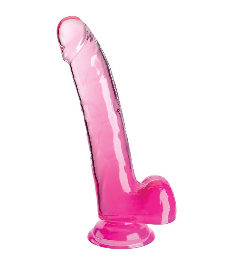 KING COCK - CLEAR GODE AVEC TESTICULES 20.3 CM ROSE