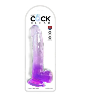 KING COCK - CLEAR GODE AVEC TESTICULES 20.3 CM VIOLET