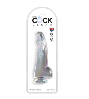 KING COCK - CLEAR GODE AVEC TESTICULES 15.2 CM TRANSPARENT