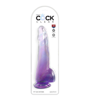 KING COCK - CLEAR GODE  TESTICULES 19 CM VIOLET