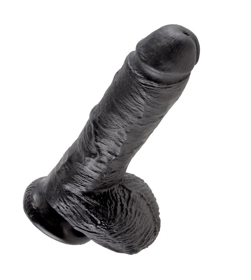 KING COCK - 8 GODE NOIR AVEC BOULES 20.3 CM