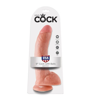 KING COCK - 9 CHAIR DE GODE AVEC BOULES 22.9 CM