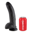 KING COCK - 9 GODE NOIR AVEC BOULES 22.9 CM