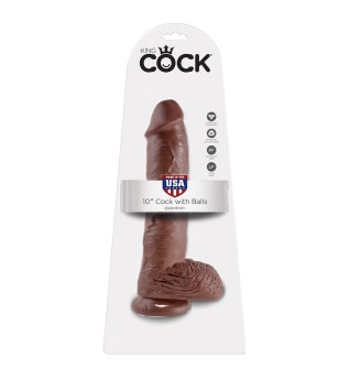 KING COCK - 10 GODE MARRON AVEC BOULES 25.4 CM