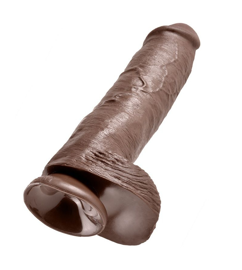 KING COCK - 11 GODE MARRON AVEC BOULES 28 CM