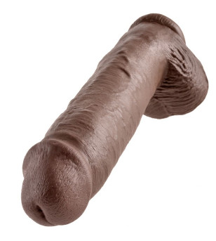 KING COCK - 11 GODE MARRON AVEC BOULES 28 CM