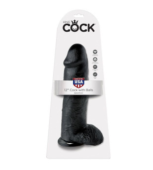 KING COCK - 12 GODE NOIR AVEC BOULES 30.48 CM