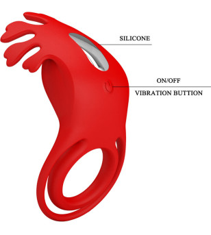 PRETTY LOVE - ANNEAU VIBRATEUR RUBEN 7 VIBRATIONS SILICONE ROUGE