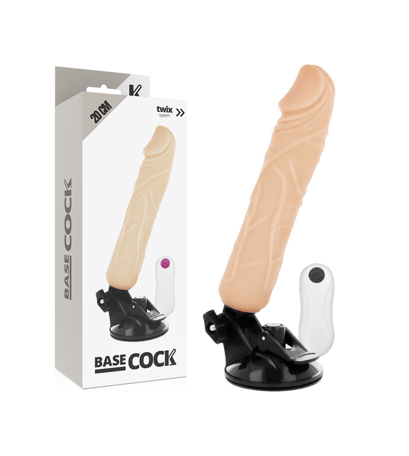 BASECOCK - VIBRATEUR RÉALISTE TÉLÉCOMMANDE NOIR 20 CM -O- 4 CM