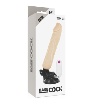 BASECOCK - VIBRATEUR RÉALISTE TÉLÉCOMMANDE NOIR 20 CM -O- 4 CM
