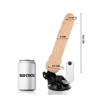 BASECOCK - VIBRATEUR RÉALISTE TÉLÉCOMMANDE NOIR 19.5 CM -O- 4 CM