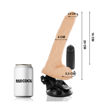 BASECOCK - VIBRATEUR RÉALISTE NOIR TÉLÉCOMMANDE AVEC TESTICULES 20 CM -O- 4 CM