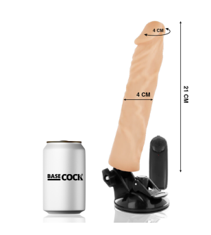 BASECOCK - VIBRATEUR RÉALISTE TÉLÉCOMMANDE NOIR 21 CM -O- 4 CM